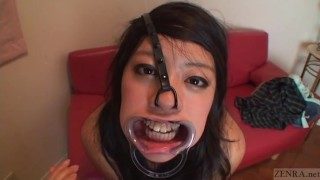 Subtitled bizarre Japanese facial destruction blowjob