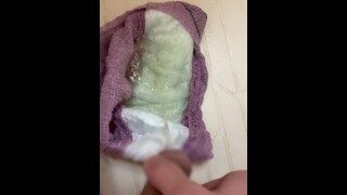 A Japanese high school boy pissed on a diaper