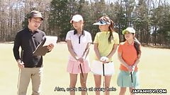 Asian golf bitch gets fucked and cummed on